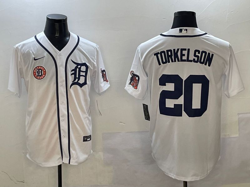 Men Detroit Tigers #20 Torkelson White Game 2025 Nike MLB Jersey style 1